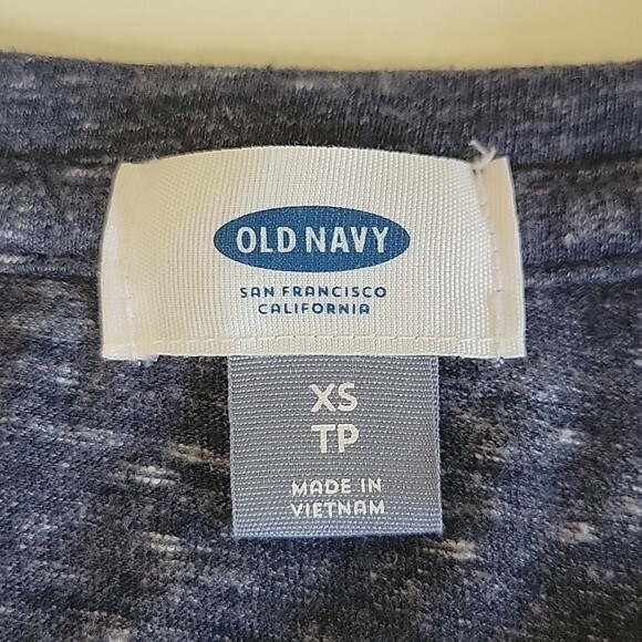 Old Navy blue gray striped 3/4 raglan sleeve t shirt XS - Picture 3 of 6